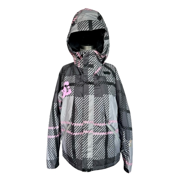 DC Gray Pink Snowboarding Ski Jacket Women's Winter Jacket Hooded Puffer Jacket - Picture 4 of 10